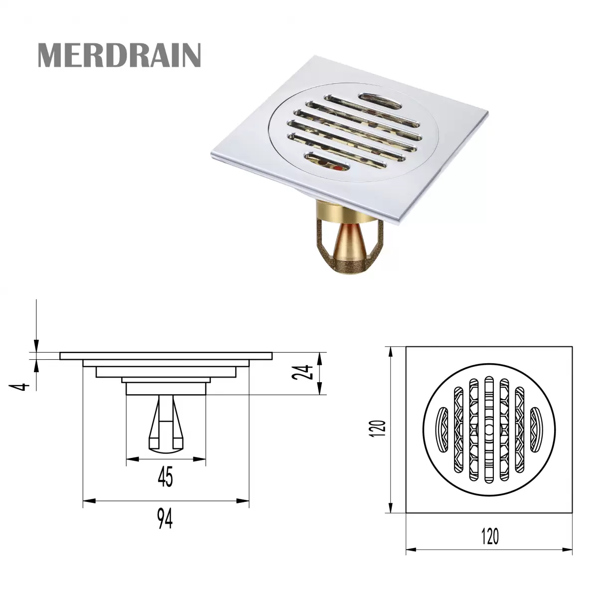 Phễu thoát sàn MERDRAIN _MD-S1203