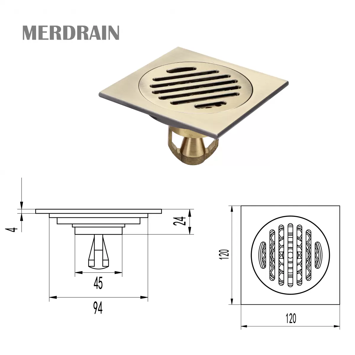 Phễu thoát sàn MERDRAIN _MD-S1203B