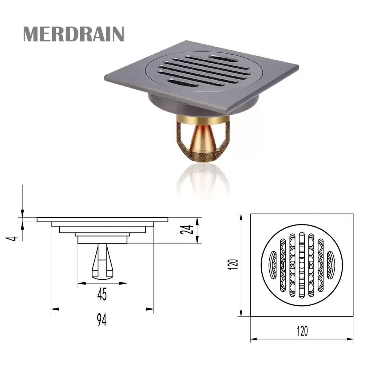 Phễu thoát sàn MERDRAIN _MD-S1203GR