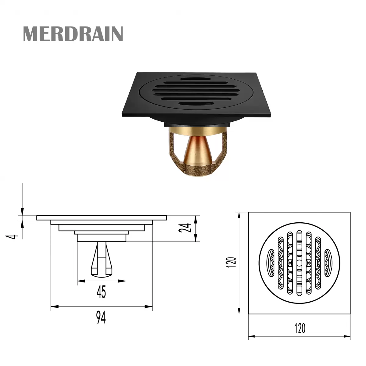 Phễu thoát sàn MERDRAIN _MD-S1203MB