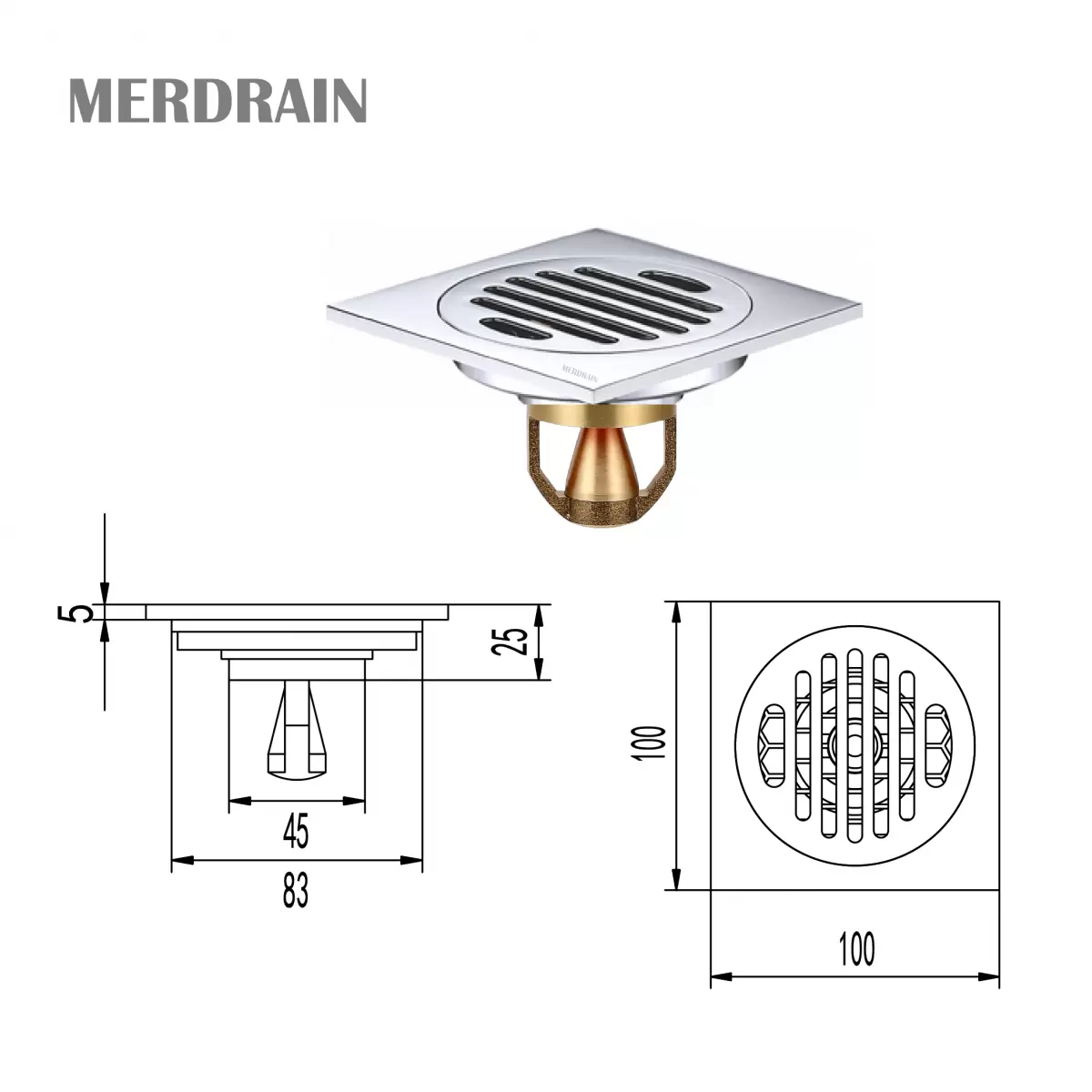 Phễu thoát sàn MERDRAIN _MD-S5003