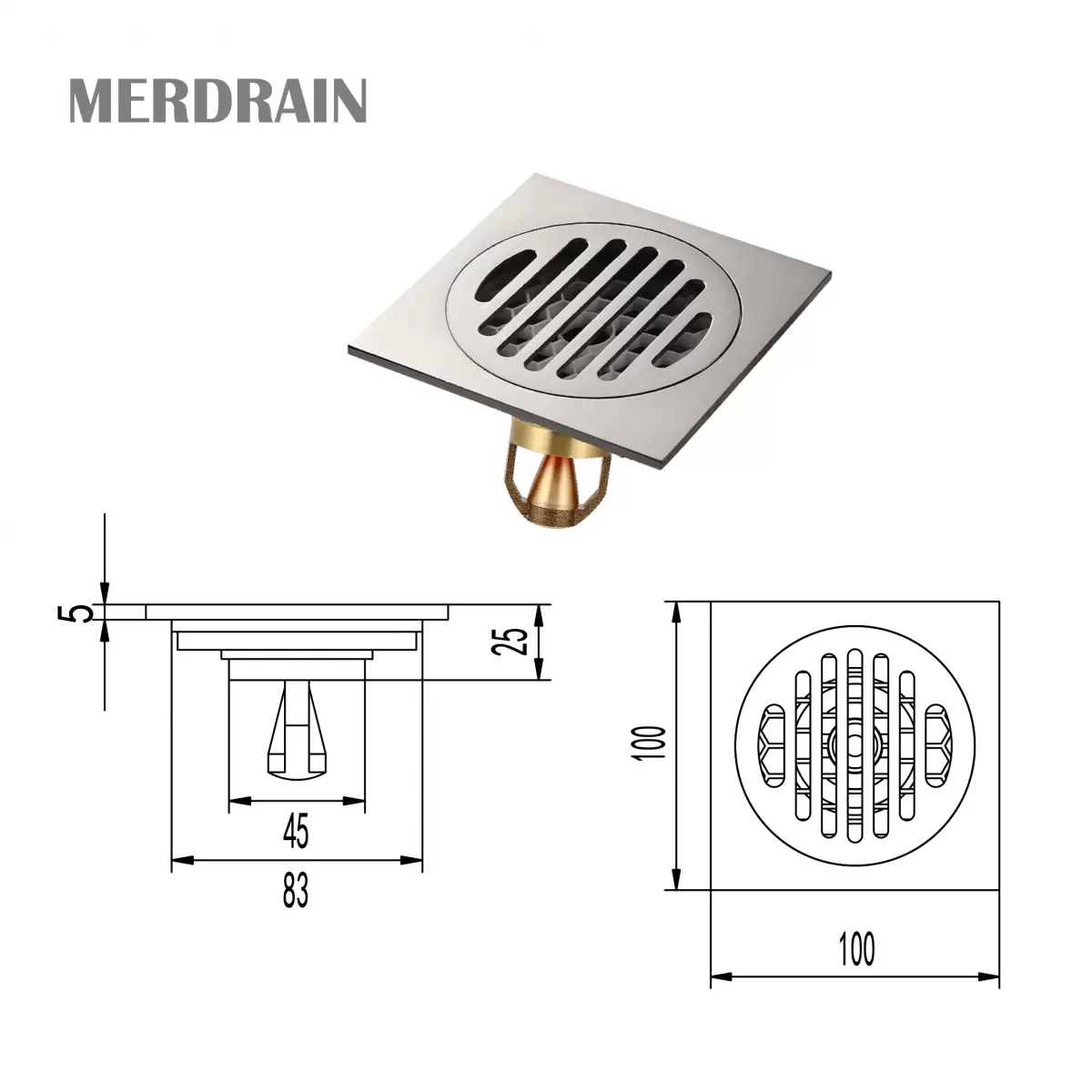 Phễu thoát sàn MERDRAIN _MD-S5003BN