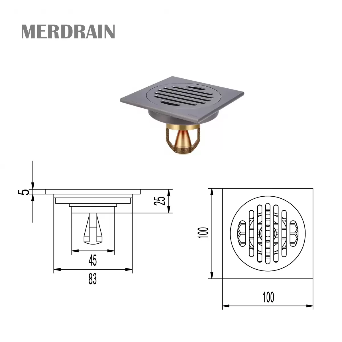 Phễu thoát sàn MERDRAIN _MD-S5003GR