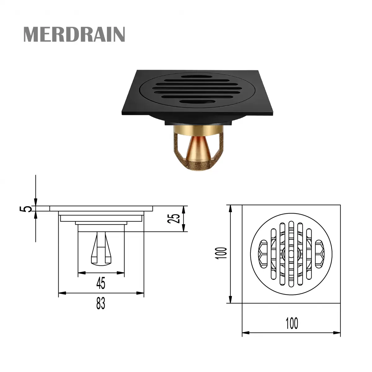 Phễu thoát sàn MERDRAIN _MD-S5003MB