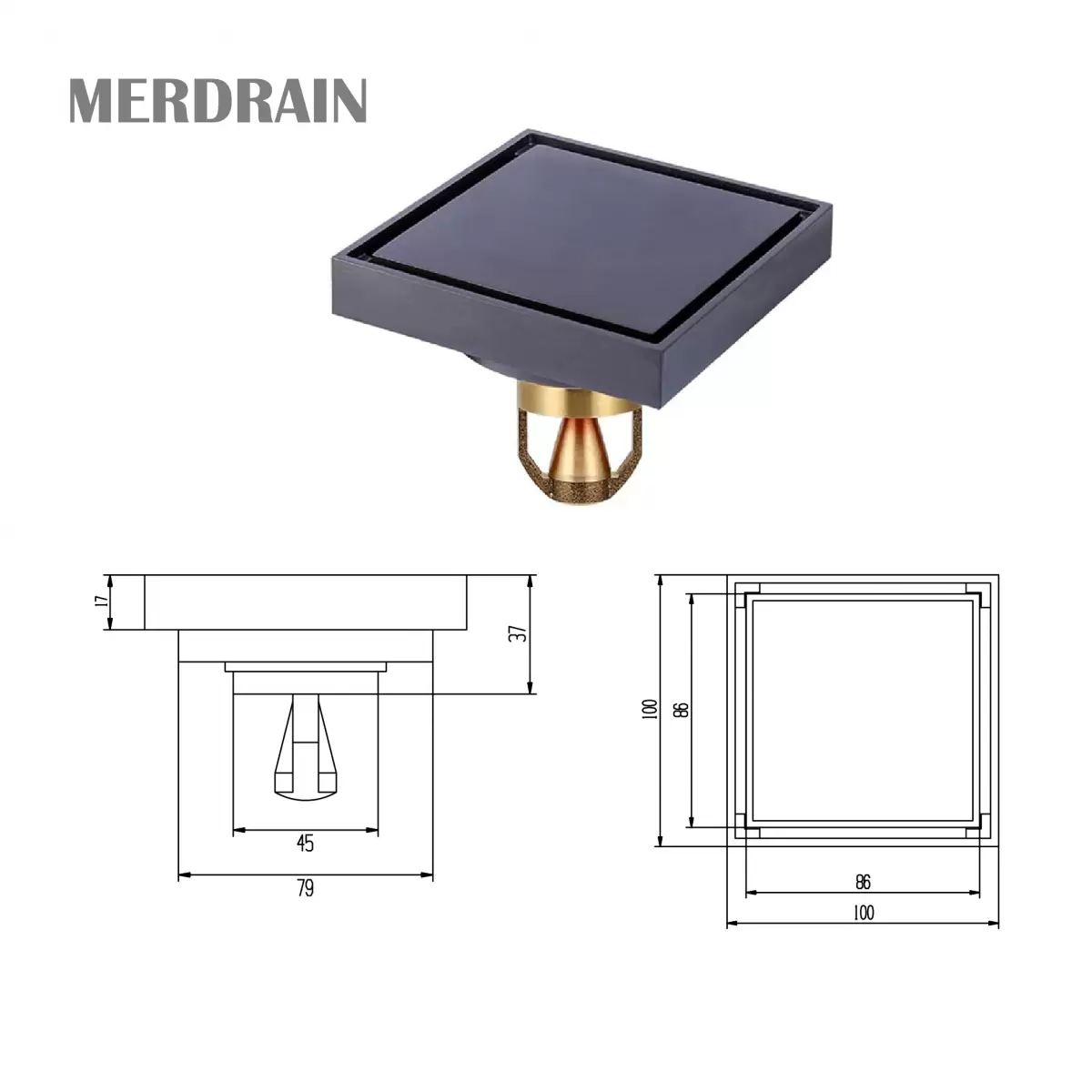 Phễu thoát sàn lát gạch MERDRAIN _MD-S8012GR