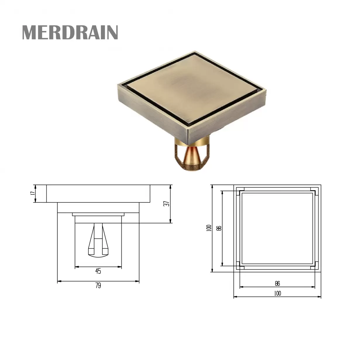 Phễu thoát sàn lát gạch MERDRAIN _MD-S8012B