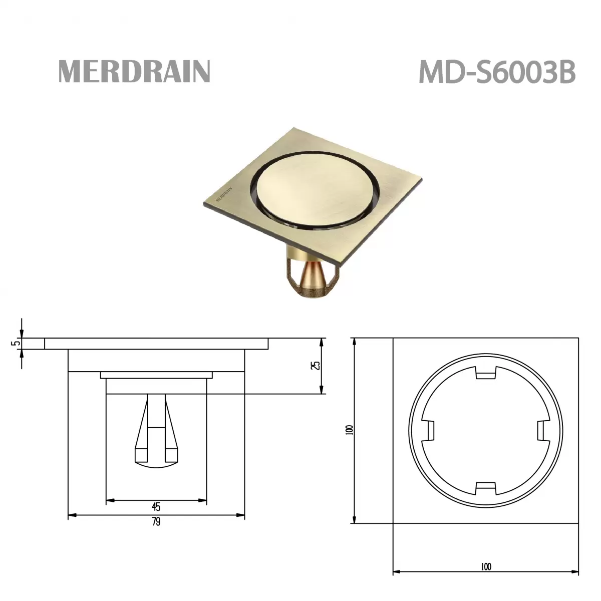 Phễu thoát sàn MERDRAIN _MD-S6003B