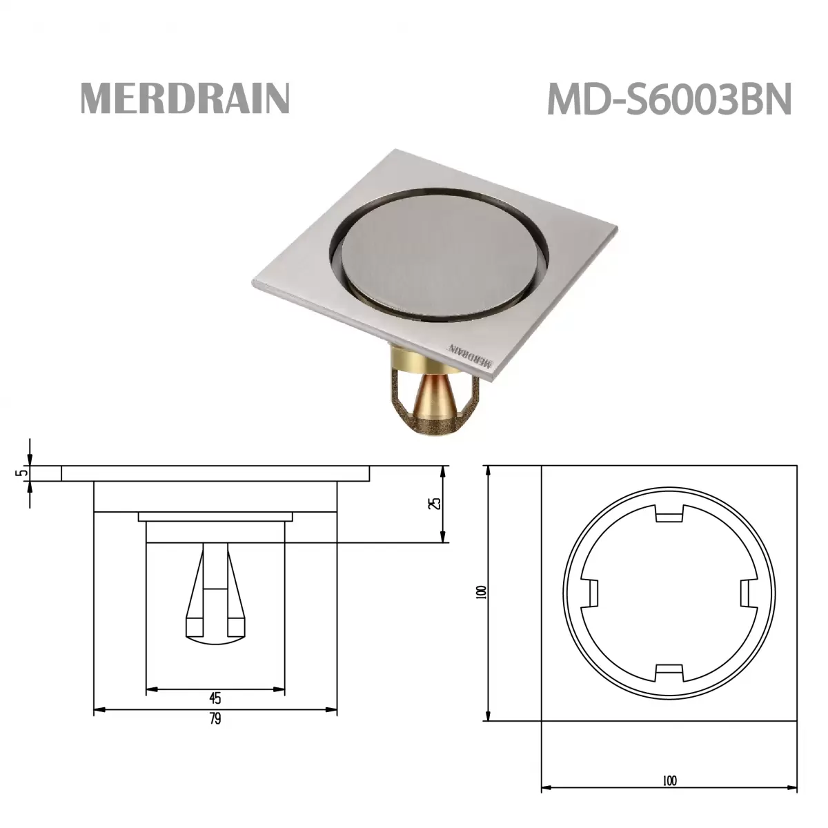 Phễu thoát sàn MERDRAIN _MD-S6003BN