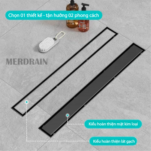 Phễu thoát sàn thanh dài lát gạch MERDRAIN _ MD-C180L6