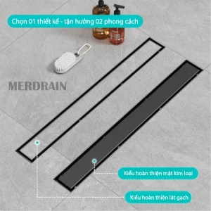 Phễu thoát sàn thanh dài lát gạch MERDRAIN _ MD-SC180L8GR