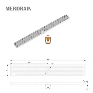 Phễu thoát sàn thanh dài sọc MERDRAIN _ MD-A80L8