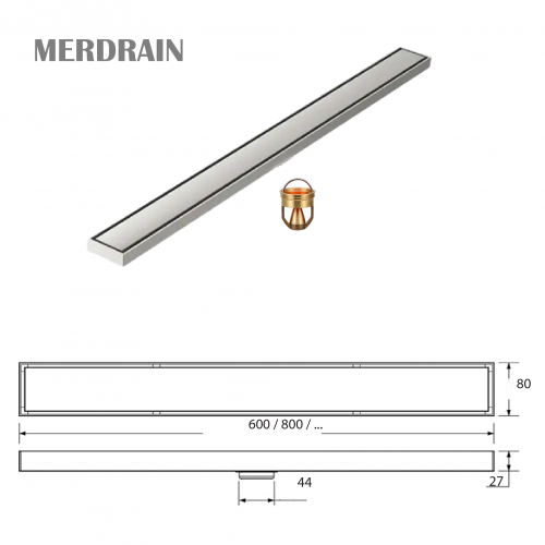 Phễu thoát sàn thanh dài lát gạch MERDRAIN _ MD-C180L8