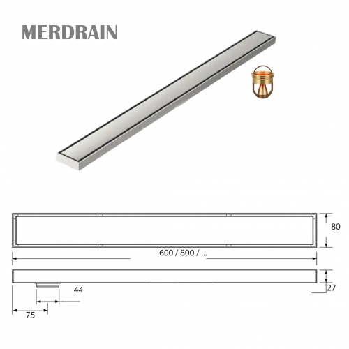 Phễu thoát sàn thanh dài lát gạch MERDRAIN _ MD-SC180L8